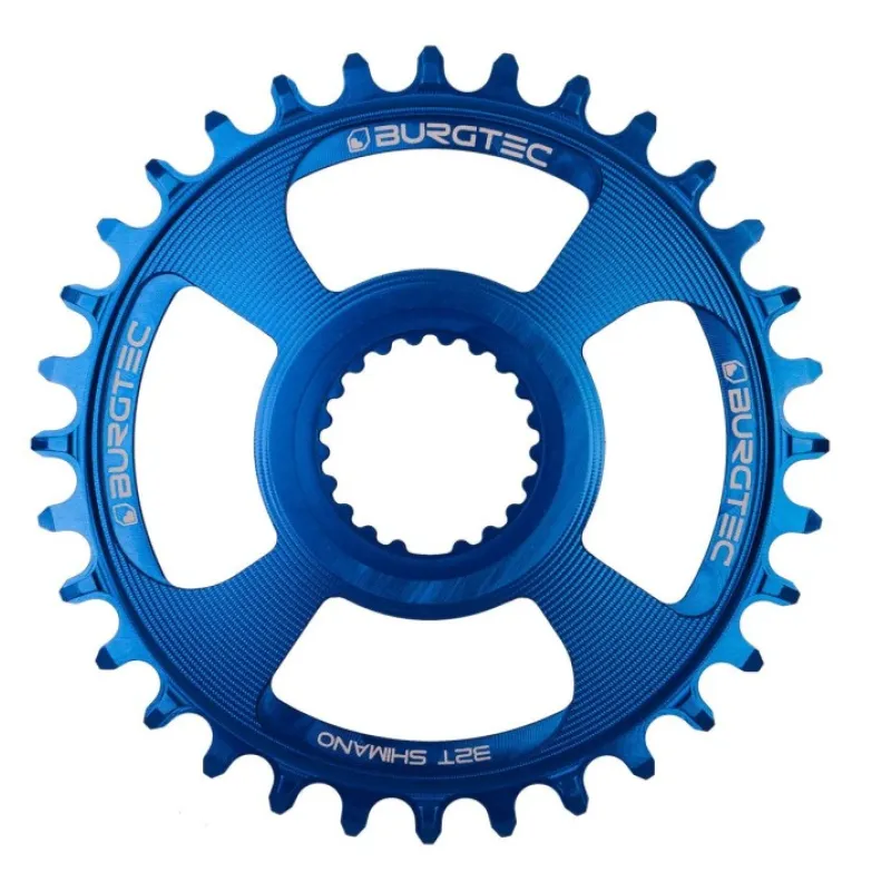 Cel mai vândut Placă ovală BURGTEC Shimano Direct Mount Thick Thin Chainring - 34T - Deep Blue